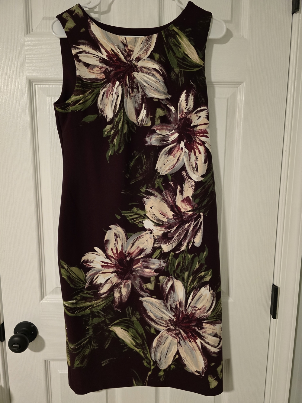 Calvin Klein Plum Floral Midi Sheath Dress